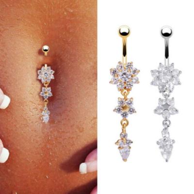 China New FASHIONABLE European and American navel flower sting belly button pendant ring for sale