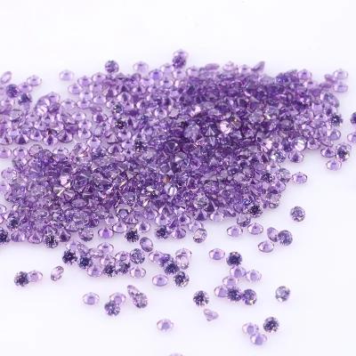 China Heat/Spark Resistant Loose CZ Stones 0.8-3.0mm Small Purple Amethyst Round Brilliant Cut Zircon for sale