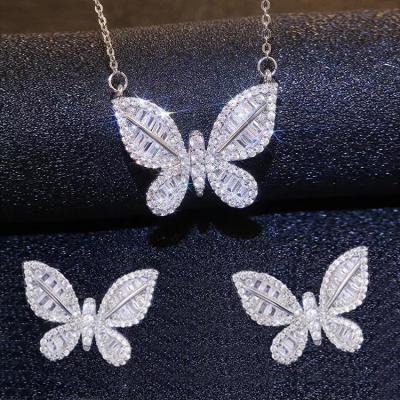 China TRENDY Sterling Silver Necklace Earring Set Fashion Butterfly Jewelry Set Cute Gift Women for sale