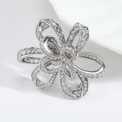 China Sterling Silver Fashion Women's Flower Brooch Party Zircon Jewelry for sale