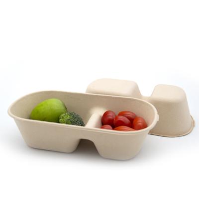 China Disposable Biodegradable Bamboo Fiber 900ml Food Container Lunch Box Eco - Friendly Disposable for sale