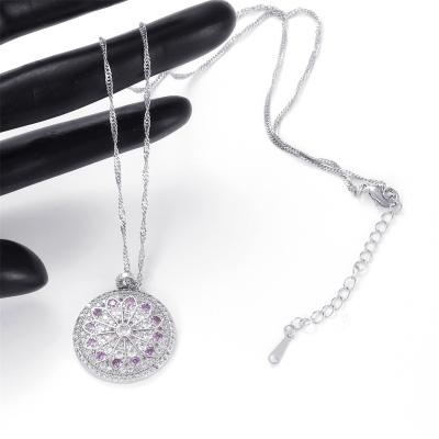 China Vintage 2021 Romantic Elegant Purple Zircon Necklace Miniature Sky Star Pendant Geometric Lotus Necklace For Women for sale