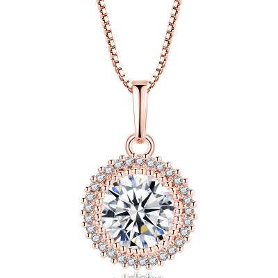 China Round Vintage Charm Pendant Necklace For Women Fashion Wedding Party Crystal Zircon Necklace Jewelry Romantic Decorate Gift for sale