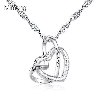 China Wholesale Vintage Fashion Copper Alloy Jewelry Mothers Day Gifts Heart Shape Letter Mom Pendant Necklace For Lady for sale