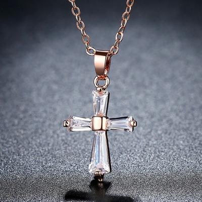 China Fashion Vintage Jewelry Crystals Religious Instant Light Holy Diamond Cross Short Chain Pendant Necklace For Women for sale