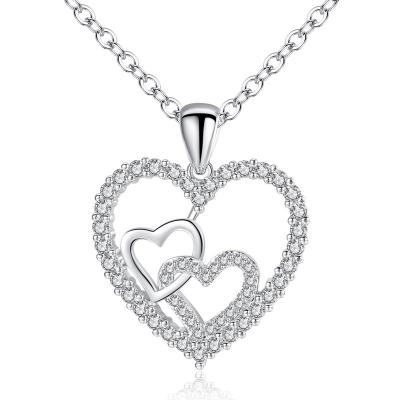 China Delicate Vintage Plain Double Arrow Necklace Zircon Heart And Chain Classic Jewelry Making for sale