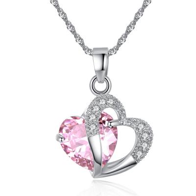 China High Quality Vintage Classic Crystal Heart Stainless Steel Jewelry Necklace Pendant Zircon Stone for sale