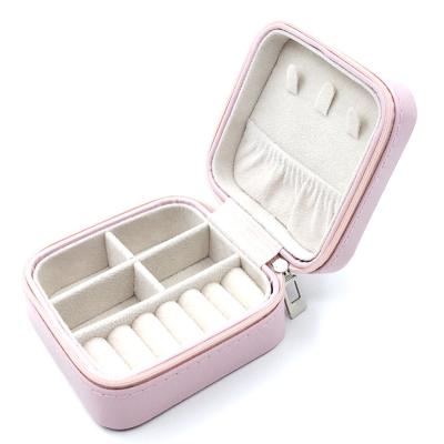 China PU Leather Jewelry Box Small Leather Organizer Display Storage Case for Necklace Earrings, Rings Gifts for Girls Women for sale