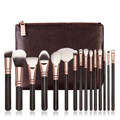 China Angular Blush High Quality Synthetic Makeup Brush Custom Logo Face Blusher Cosmetic Hair Brush 15pcs for sale