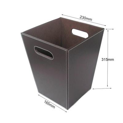 China Viable Leather Trash Cans Fit Waste Paper Basket Storage Bin For Bathroom Kitchen Office And Hotel Premium for sale