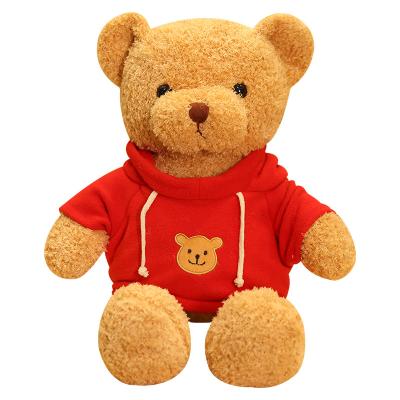 China Bear toy factory competitive offer stuffed brown color soft plush toy teddy bear with hoodie customized logo for sale