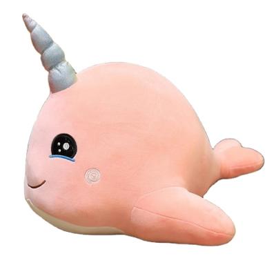 China Gift Custom Embroider Logo Soft Plush Toy Doll Pink Unicorn Toy Whale Doll for sale