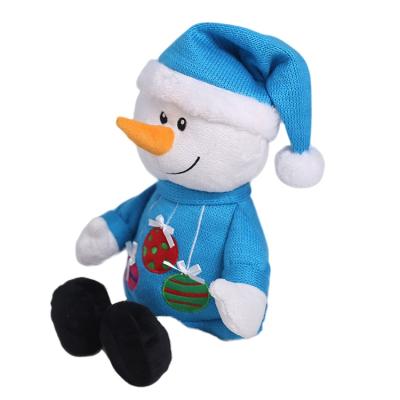 China Soft Toy Soft Cloth Plush Snowman Toy Lovely Blue Christmas Doll for sale