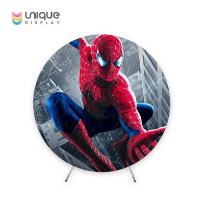 China Free Design Foldable Around Backdrop Stand Superhero Boys Baby Shower Birthday Party Decoration Wedding Supplies Backdrop Cover for sale