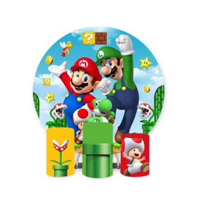 China Superb Wedding Party Event Decoration Circle Mario Kids Birthday Event Cloth Round Backdrop Stand For Wedding Events for sale