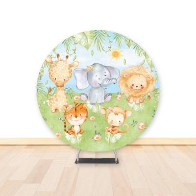 China Unique Cute Animal Cloth Circle Round Decoration Supplies Wedding Party Kids Baptism Wedding Party Event Decoration Display Backdrop Rack for sale