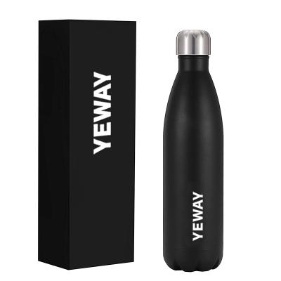 China YEWAY Viable Recycled 750ml BPA Free Vacuum Cola Shape Water Bottle Stainless Steel Eco-Friendly Double Wall Insulated Lid for sale