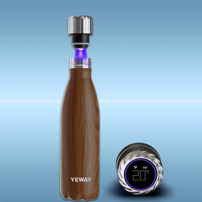 China Factory 500ml Stainless Steel Water Purifier Lid UV Light Self Cleaning Vacuum Water Bottle Viable Insulated Smart Sports Bottle for sale