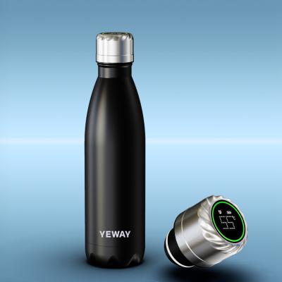 China Yeway 500ml Stainless Steel UV Light Fahrenheit Self Cleaning Vacuum Kola Shape Smart Viable Insulated Sports Water Bottle for sale