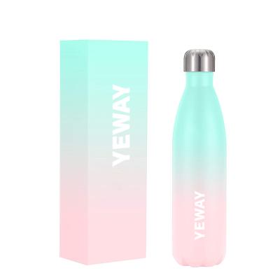 China Yeway RTS Sustainable Eco-Friendly Vacuum Sport Double Wall Copper Stainless Steel Cola Shape Drink Insulated Water Bottles for sale