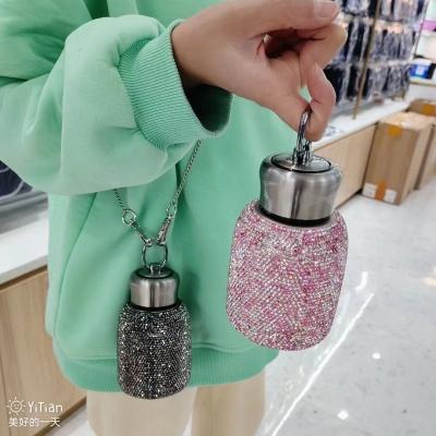 China Viable DIY Custom Tumbler MOQ 2pcs 350ml Gem Colored Luxury Stainless Steel Diamond Insulated Rhinestone Water Bottle Bling for sale