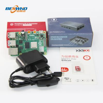 China Electronic Raspberry Pi 4B 4G RAM Original Made Products Wholeset in UK with Aluminum Type-C AC Adapter 64G Black Box SD Card for sale