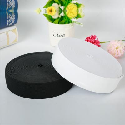 China White/Black 25mm Flat Woven Latex Elastic Webbing Elastic Band Manufacturer for sale