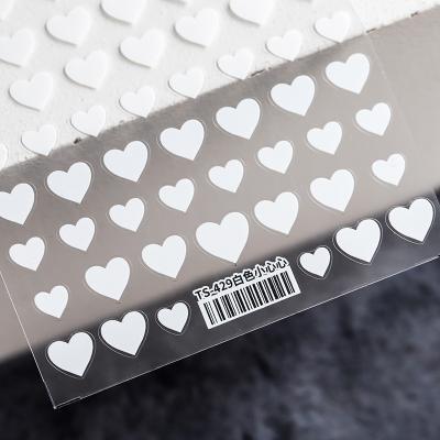 China New Beauty TS-427-527 Nail Stickers 2021 Star Nail Stickers 5D Relief White/Red Nail Art Sticker Heart for sale