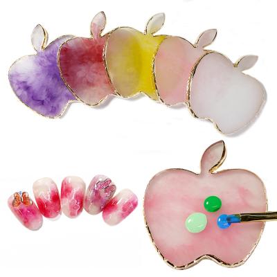 China Nail Art Tools Nail Art Tools Resin Agate Apple Shape Nail Palette Tray for sale