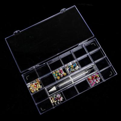 China 21 Grids Nail Art Tools 2021 New Rhinestone Rhinestone / Transparent Storage Box Crystal Container Nail Jewelry Container for sale