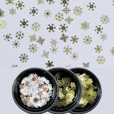 China Nail Beauty Single Jar Nail Jewelry Alloy Metal Gold Snowflake/Butterfly/Swan Nail Wrapping Slices for sale