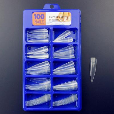 China Easy Apply 100pcs Transparent Nail Tips Full Cover Long Nail Stiletto Tips Clear for sale