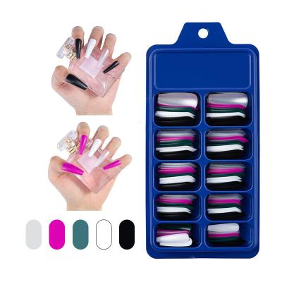 China 100pcs/box Mixed Color French Ballerina Long Coffin Full Cover Fake Press On Nails Colorful Artificial Nail Tips for sale