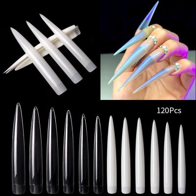 China Manicure Extension Tips 120 Pcs/bag XXL Extra Long Stiletto False French Nail Tips Artificial Nail Art Tools Acrylic Extension DIY Nails for sale