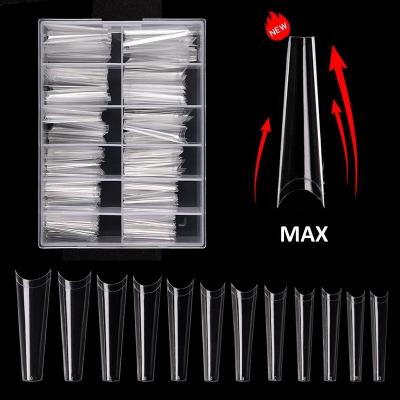 China Manicure Extension Tips 240pcs/Box XXL Long False Nail Tips Light Natural French Denim MAX Tapered Square Nail Tips for sale