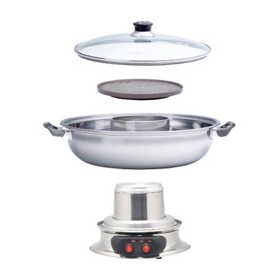 China Commercial Multi Functional Cooking Pot Food Part 2 In 1 Electric Smokeless Grill And Hot Pot for sale