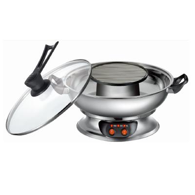 China Commercial 2 in 1 Electric Smokeless Grill and Hot Pot Electric Hot Pot Grill for sale