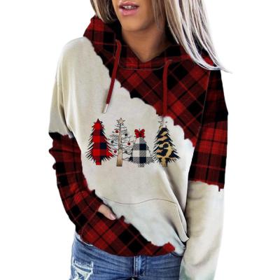 China 2021 New Christmas Anti-Wrinkle Series Multi Pattern Casual Long Sleeve Pocket Hooded Women's Sweater for sale