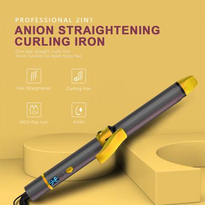 China 2IN1 Flat Iron For walmart Long Barrel /Curling Hair Straightener Curling Iron Hair Curler Wavy Thin Lizzy Rollers Best Flat Iron For Curling for sale