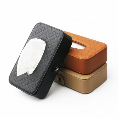 China Fashion Car Tissue Box Luxury Leather Cloth Cover Sunshade Box Holder Tissue Box Luxury for sale