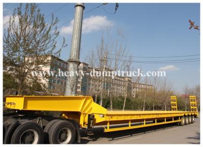 China Double axles Low Bed Trailers in yellow color with hydraulic ladder and fuwa axles with warranty for sale