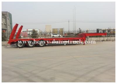 China 3 axles 50 tons payload low bed semi trailer for machine transport red color for sale