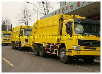 China Yellow Sanitation Garbage Truck  14 to 16 cbm 6X4 , Waste Collection Truck for sale