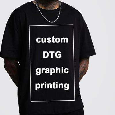 China DTG Polyester Casual Oversized Hip Hop Simple Black T-shirt Anti-pilling Wholesale Custom Logo Brand T.Shirt For Men for sale