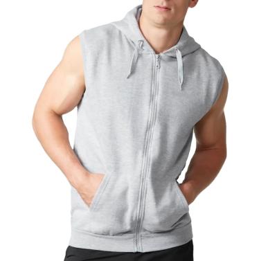 China Custom Zipper Logo Men's Sleeveless Gym Hoodies For Men Breathable Hoodies Printed for sale