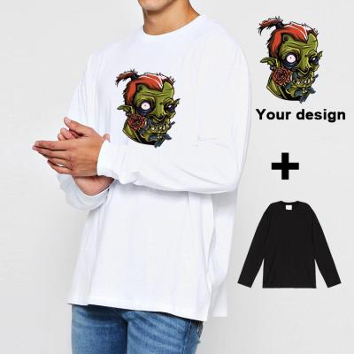 China Breathable Custom Made Oversized White Vintage Screen Print Long Sleeve Hip Hop Single T-Shirt Men for sale