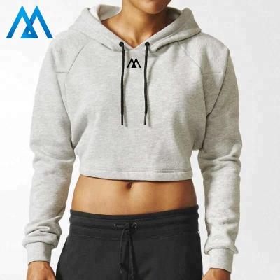 China Anti-Wrinkle Custom Zipper Lady Sports Hoodie Women Gym Fitness Fashion Crop Hoodie Cotton Spandex Sweatshirt for sale