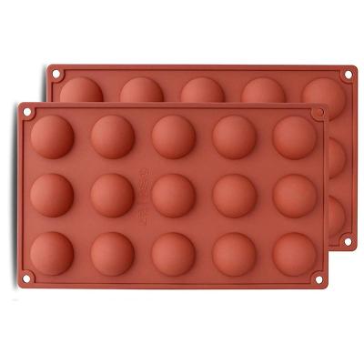 China Food Grade Stocked BPA Free Brown Round Shape Dessert DIY Decorating Silicone Chocolate Mold For Chocolate Cake for sale