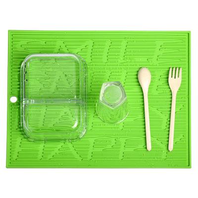 China Sustainable Factory Manufacture Various Green Anti-Slip Dish Dish Drainer Silicone Dish Drying Mat for sale