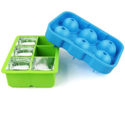 China Viable 6 Cavity Food Grade Ball Shape Silicone Ice Cube Tray Silicone Round Shape Ice Ball Mold /Silicone Maker for sale